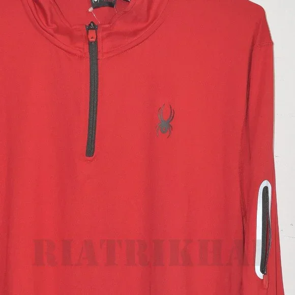 RED NWT Men's  1/4 ( Quater) zip Active Lightweight Pullover Spyder - Picture 9 of 11